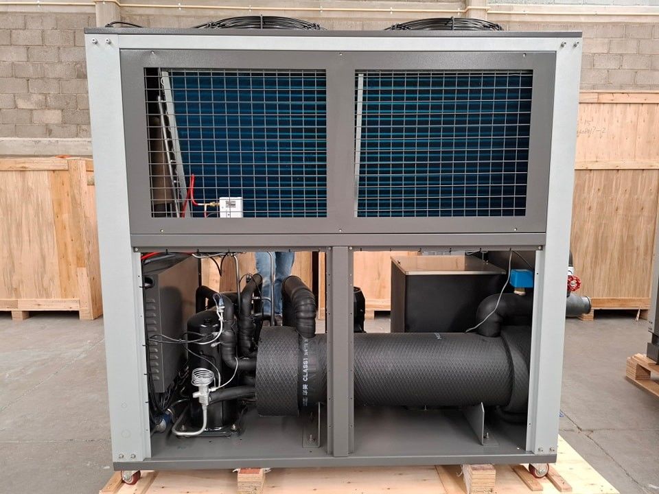 Refrigerador Industrial de Água de 5HP Processamento de Plástico 5RT Refrigerador Aéreo Para Refrigeração Química Farmacêutica Condensador de Tubos de Cobre