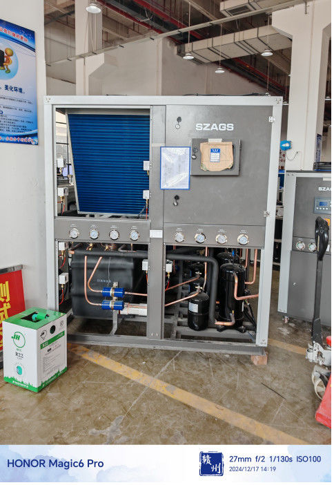 Sistema integrado de refrigeração industrial de tipo rolante hermético de 60 cv com evaporador de casca e tubo Capacidade 1850 kg